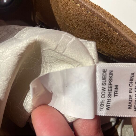 UGG Heritage Tan Suede Hobo Shoulder Bag Sherpa trim - Picture 14 of 16